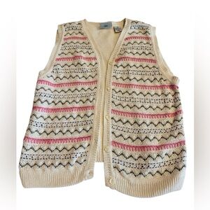 Northern Reflections Sleeveless cardigan sweater vest. Preppy cottage core